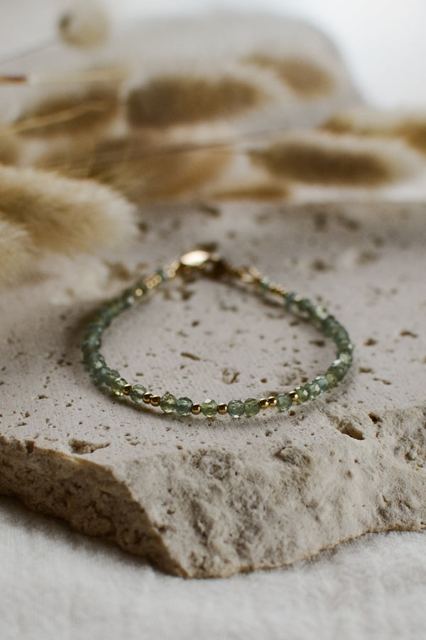 Green Apatite Diamond Cut Bracelet