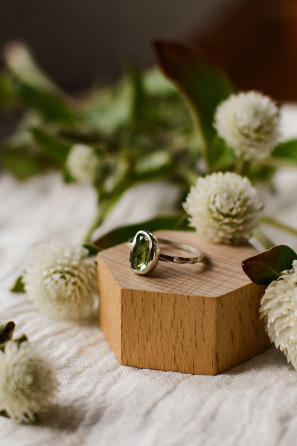Peridot with Ludwigite Ring Sterling Silver